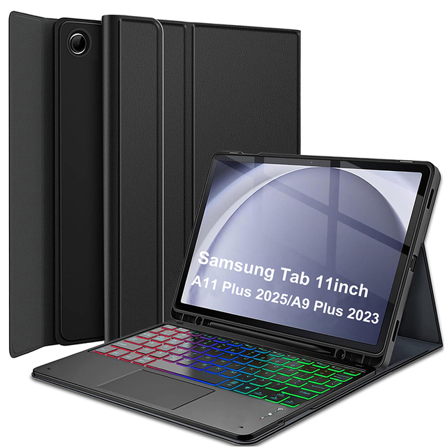 Backlit Keyboard Case for Samsung Galaxy Tab A11 Plus 2025/A9 Plus 2023 11 Inch Case with Pencil Holder for Tablet A11+/A9+