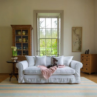 Canapé double trois places en tissu de lin blanc de style nord-européen et américain, amovible et lavable, meubles de salon