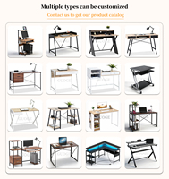 Bureaux d'ordinateur de style moderne avec étagère, table d'étude en bois, support pour ordinateur portable à domicile, table d'ordinateur à structure métallique, bureau