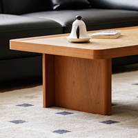Table basse rectangulaire en teck massif, style minimaliste moderne, pour jardin, patio, terrasse, salon, avec finition naturelle durable