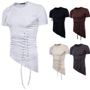 <span class=keywords><strong>Uomo</strong></span> Design irregolare Hip Hop Punk T Shirt top allacciatura Slim Fit Tee Shirt <span class=keywords><strong>uomo</strong></span> stile gotico Tee Shirts Nightclub Stage Costume - Product Image 3