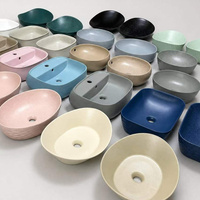 Lavabo en céramique Kidoir mat de couleur unie, à poser sur comptoir, couleurs personnalisables, ovale, rond, rectangulaire, vente en gros, OEM, ODM