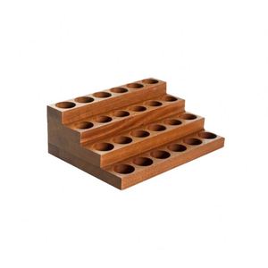 Polished Wood Cosmetic Organizer Double Layer <b>Perfume</b> Aromatherapy <b>Tray</b> Doterra Oil Bottle Holder Essential Oil Display Stand - Product Image 1