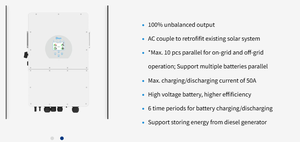 อินเวอร์เตอร์สามเฟสแรงดันสูง 5kw 8kw 10kw 12kw 15kW 20kw 25kw <span class=keywords><strong>2</strong></span> MPPT ระบบสำรองไฟแบบออฟกริด ไฮบริดอินเวอร์เตอร์ - Product Image 3