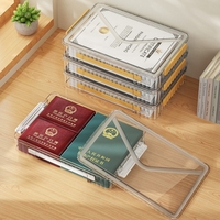 Caja de almacenamiento de archivos transparente Estuche de proyecto portátil con asa Contenedor de almacenamiento de plástico con tapa Contenedor de almacenamiento plano apilable