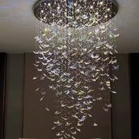 Plafonnier LED moderne en cristal, élégant lustre papillon pour escalier, appartement, villa, duplex