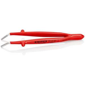 KNIPEX - 92 47 01 Universal tweezers insulated 1000 V bent round stainless steel 1000V INSULATED <b>PLIERS</b> AND CUTTERS - Product Image 1