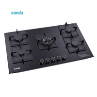 Appareils de cuisine Xunda, cuisinière à gaz domestique de 90 cm, plaque de cuisson en verre trempé, multi-brûleurs, 5 brûleurs, plaque de cuisson à gaz encastrée, usage domestique