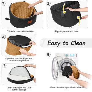 Pet Backseat Cover For Dogs Semi <b>Circle</b> Cloth Car Seat <b>Cushion</b> With Straps And Quilted Design - Product Image 3