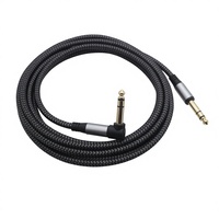 Kabel Audio TRS 10ft 6.35mm Langsung dari Pabrik OEM, Berlapis Emas, Cangkang Aluminium, Jalinan Dua Warna, Foil OFC untuk Mikrofon Speaker