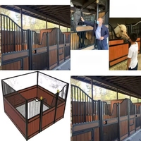 Seepoem Porte de box pour chevaux portable et flexible pour extérieur, battante/coulissante, avec cadre thermolaqué, garniture en bambou, durable, tailles personnalisables
