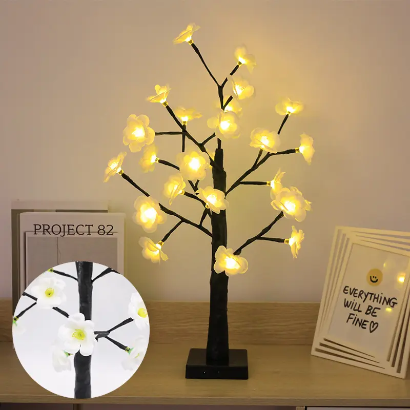 Lampada da tavolo albero di natale lampada da tavolo a fiore a led a batteria luci notturne per camera da letto decorazione regalo per la festa della mamma