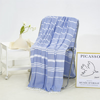 High Quality Dyed Textile Woven Cotton Quick-Dry Wearable Rectangle Adult Beach Towels Striped Pattern Pool Home Use All-Season