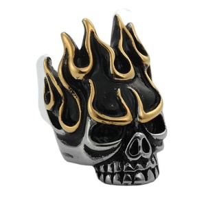 Wholesale Gothic Punk Stainless Steel Men's Flame <b>Skull</b> <b>Rings</b> Angry Flame <b>Skull</b> Head Jewelry for Engagement Party Biker Rock - Product Image 3
