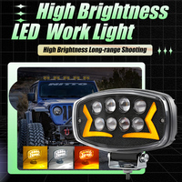 Luz de Trabajo LED Ovalada de 6 Pulgadas y 100W, Lámpara de Conducción Todoterreno, Luz Blanca y Amarilla de Doble Color, Foco de Alta Potencia para Camiones, Iluminación de Alta Resistencia