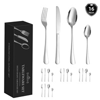 Ensemble de couverts en acier inoxydable écologique de 16 pièces pour restaurants et maison - Design moderne, luxueux et classique, polissage miroir pour mariage