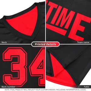 Conjunto Deportivo Personalizado de Baloncesto con Diseño de Doble Cara en Negro y Rojo - Product Image 2
