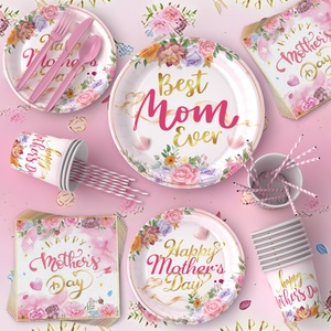 Set di Piatti e Tovaglioli con Disegni Cartoon per la Festa della Mamma, Vendita Calda, Carta Ecologica per Feste della Mamma - Product Image 5