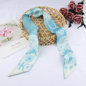 Version coréenne du foulard en soie fin et étroit à 26 lettres <span class=keywords><strong>vintage</strong></span>, souvenir d'été, bandeaux pour femmes, cravates, sacs et petits foulards - Product Image 4
