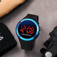 Jam tangan olahraga LED Digital melingkar pria dan wanita, jam tangan elektronik siswa anak-anak bercahaya pabrik 2025