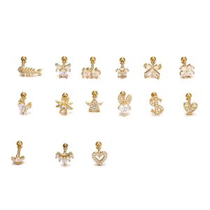 Stainless Steel Barbell Opal Stone Geometry Shape Cartilage Piercing <b>Stud</b> Cz Ear Tragus Helix Screw Back <b>Earring</b> - Product Image 5