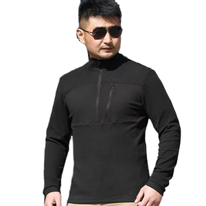 新品批发定制徽标刺绣 100% 棉连帽纯色宽松 1/2 拉链拼色套头衫超大号男士羊羔绒卫衣 - Product Image 1