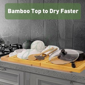 โต๊ะพับได้ไม้หินอ่อนขนาดเล็กอุปกรณ์ระบายน้ำอ่างล้างจานหินไม้ไผ่ไดอะตอมไมต์ชั้นวางจานกันลื่นสำหรับเคาน์เตอร์ห้องครัว - Product Image 3