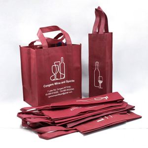 Durable Eco Friendly Custom Logo 2 Wine Custom Promotion <b>Gift</b> Bag Reusable Non Woven Wine Bags 6 Bottle Wine Tote Bag - Product Image 4