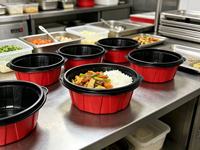 Boîte à lunch jetable en polypropylène de qualité alimentaire, capacité de 3000 ml, diamètre de 250 mm, résistante à la chaleur, sans BPA, couvercle micro-ondable, anti-fuite