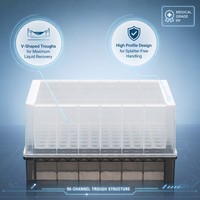 Réservoir à puits unique en polypropylène de 290 ml à profil haut, 96 canaux, pour poste de travail multi-pipettes de laboratoire et recherche en liquide