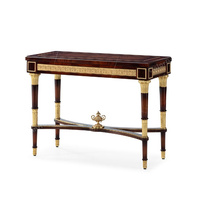 Table console en bois massif de style classique européen avec sculptures en or Table d'entrée de luxe pour salon
