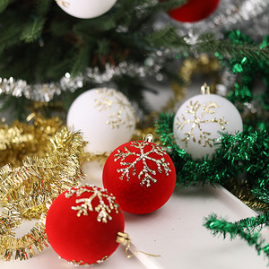 Hanging <b>Ornaments</b> for <b>Christmas</b> Tree Flocked <b>Christmas</b> Baubles, Velvet Red, New Year Decorative Pendants - Product Image 2