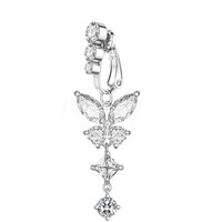 Bijoux de corps d'été élégants pour dames anneau de nombril avec pendentif en zircon faux piercing et accessoires