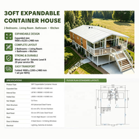 Maison conteneur extensible à double aile, moderne, modulaire, préfabriquée, ignifuge et étanche pour école, ferme, maison, bureau