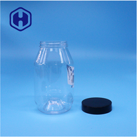 Pot en plastique PET transparent de haute qualité, à large ouverture, étanche, sans BPA, avec bouchon à vis pour le stockage de bonbons et de collations