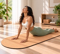 Tapis de yoga en liège Sansd, tissu TPE antidérapant, logo personnalisé, couleur, Pilates, fitness, OEM, vente en gros, usine, tapis de yoga