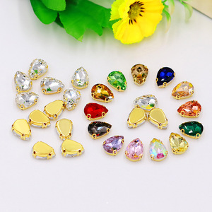 Cristales de imitación en forma de lágrima con base dorada para bolsos y accesorios de ropa, 16 facetas, cristales sueltos en forma de gota. - Product Image 3