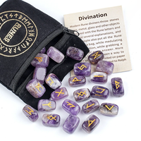 Ensemble de 25 pierres runiques sculptées Futhark, symboles nordiques germains, kit de divination, ensemble de runes en cristal naturel spirituel
