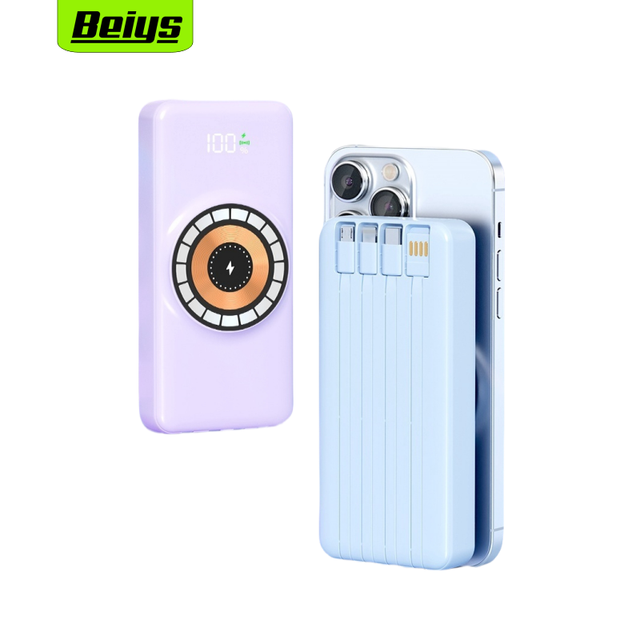Popular Product 2024 Portable Wireless Power Bank Super Fast Charging Wireless 20000mAh Comes with 4-Wire Power Bank