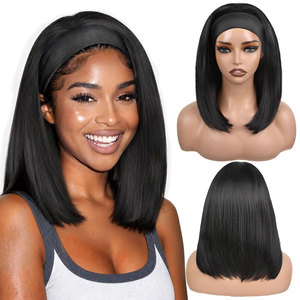 FH Glueless <b>Synthetic</b> Headband Straight Bob <b>Wigs</b> 16inch High Temperature <b>Synthetic</b> Premium Fiber <b>Synthetic</b> <b>Wig</b> - Product Image 1