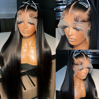 Perruques 13x4 en cheveux humains transparents pour la vente en gros, vierges, bruts, vietnamiennes, grade 15A, noir naturel, double tirage