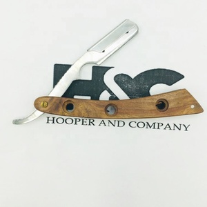Navaja de afeitar de madera para Barbero, cuchillo plegable de borde recto con mango de madera, Logo personalizado hecho en paquistaní, novedad - Product Image 2