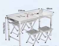 Table et chaises pliantes d'extérieur en acier inoxydable réglables en hauteur pour utilisation en parc