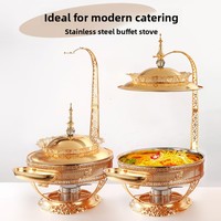 Chauffe-Plats Durable en Acier Inoxydable Doré avec Couvercle Suspendu pour Mariage – Ensemble Buffet Professionnel