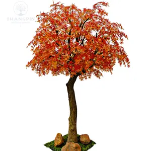 Autunno grandi foglie finte all'aperto albero di acero rosso artificiale arancione giapponese albero di acero rosso per matrimonio