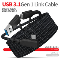 Cable de Conexión para Auriculares VR, Negro, Trenzado de Nailon, 3m/5m, Tipo-C, Conductor de Cobre Puro, Carga Rápida de 3A, para Uso con 2 Cámaras