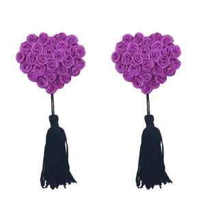 Adesivi <span class=keywords><strong>Erotici</strong></span> a Forma di Cuore per Capezzoli per San Valentino, Adesivi a Forma di Cuore con Rose e Frange - Product Image 4