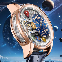 Montre mécanique squelette Zodiaque des Douze Signes pour Homme, Système Solaire Planétaire, Automatique, Creuse, Luxe, Haute Qualité, Cristal, Étanche