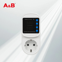 A&B PSVA2-16 16A 230V AC Prise monophasée en matériau PC avec protection réglable contre la tension/le courant et affichage numérique