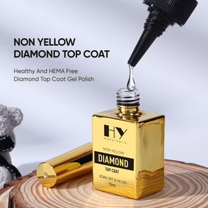 Hanyi 15ml HEMA Free Non Yellow Diamond Top Coat Resin Professionnel Soak Off UV LED Gel 40 Jours Brillant OEM Personnalisé Écologique - Product Image 1